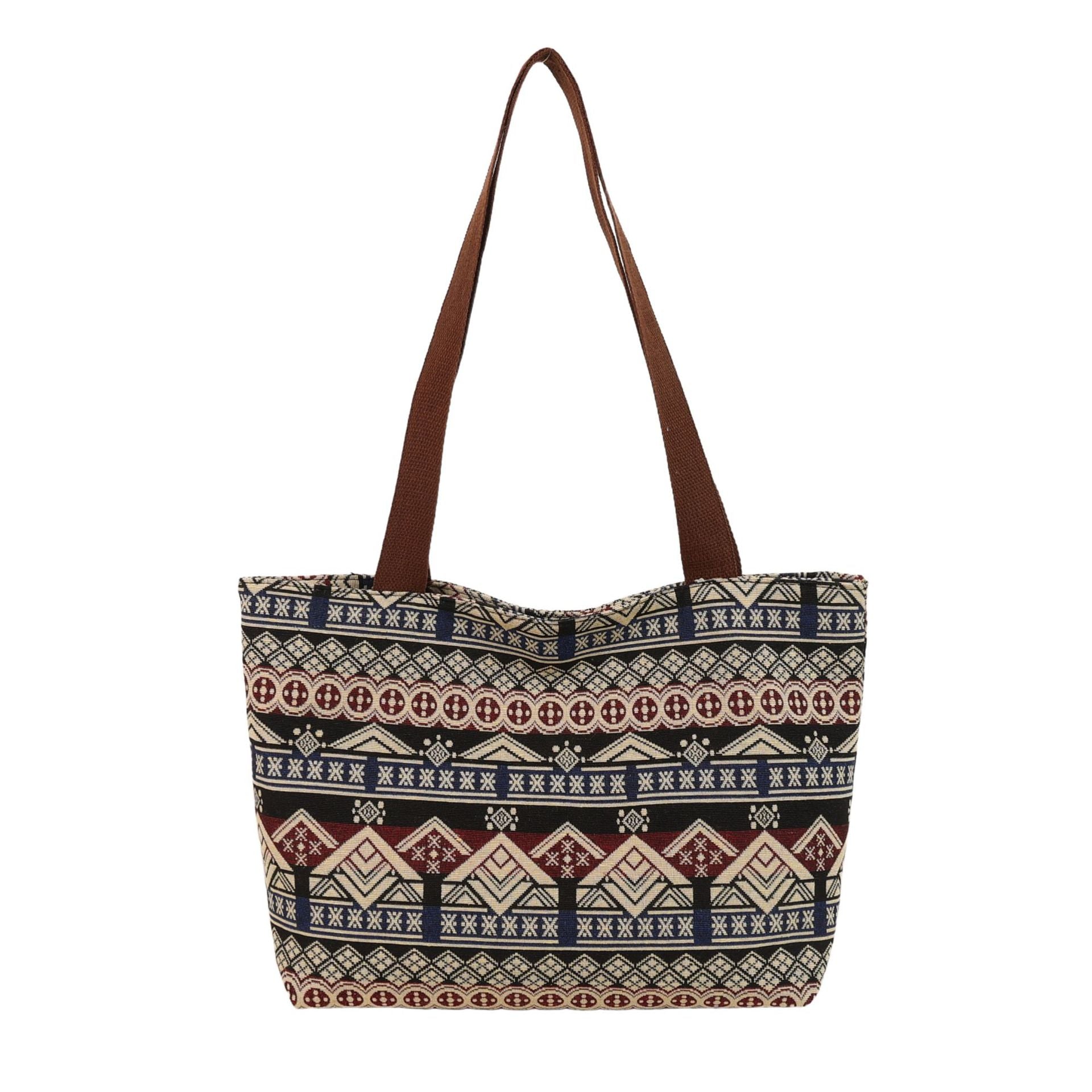 Ethnic Large-Capacity Canvas Commuting Tote Bag