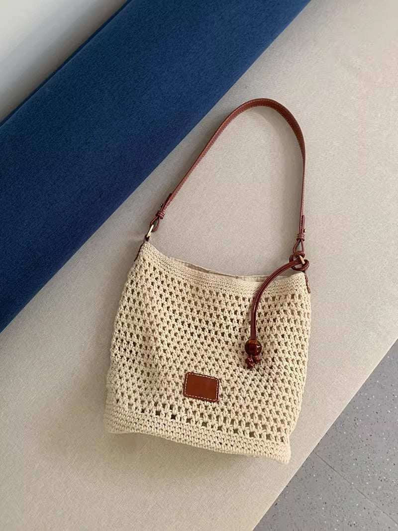 Woven Hollow Tote Beach Shoulder Bag