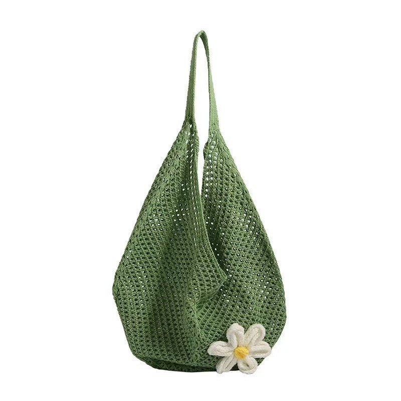 Handwoven Crochet Mesh Knit Shoulder Tote Bag