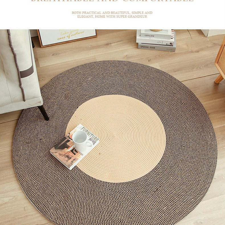 Cotton Linen Tassel Round Floor Mat