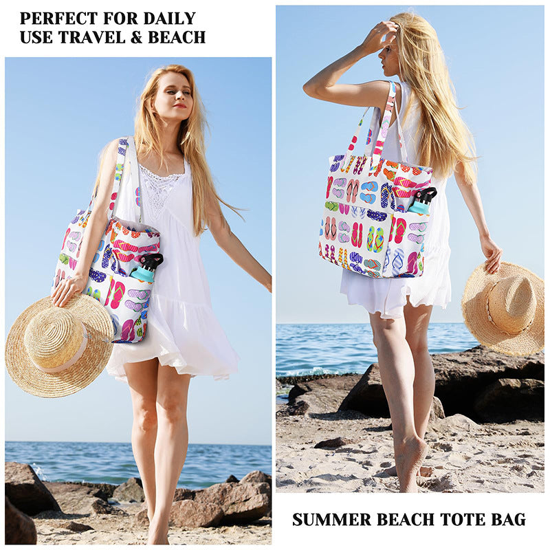 Large-Capacity Beach Travel Hand-Printed Storage Bag