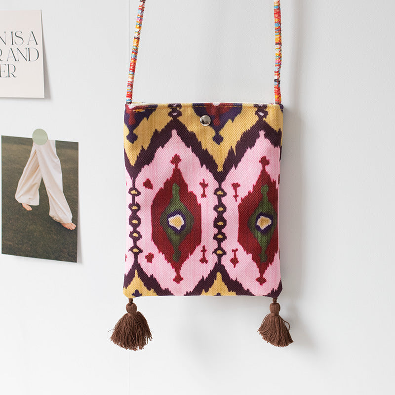 2026 Spring Summer New Ethnic Artistic Phone Crossbody Cloth Bag