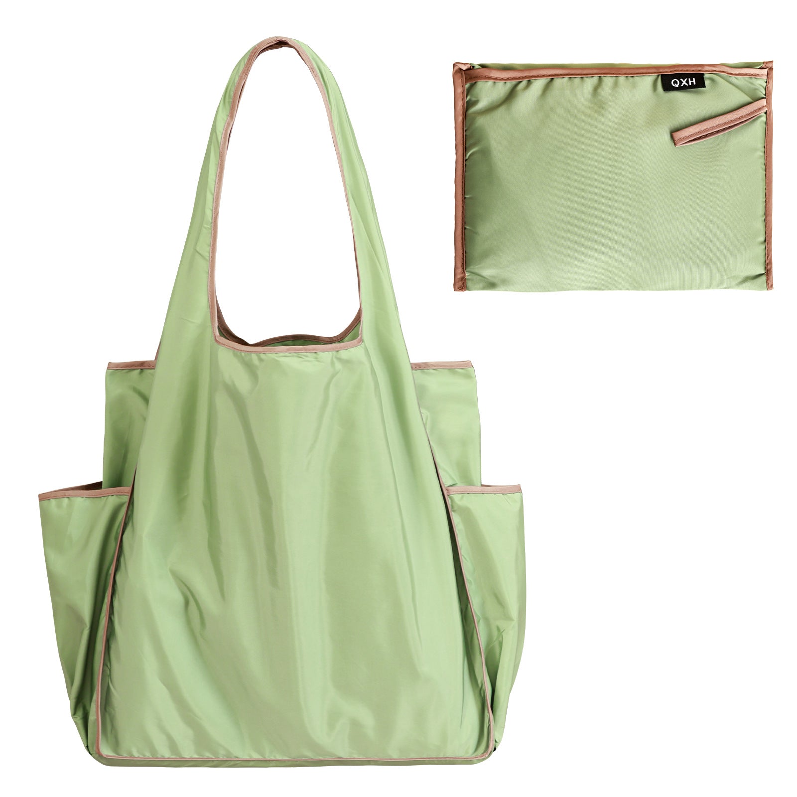 Color Block Large Capacity Folding Waterproof Shopping Bag