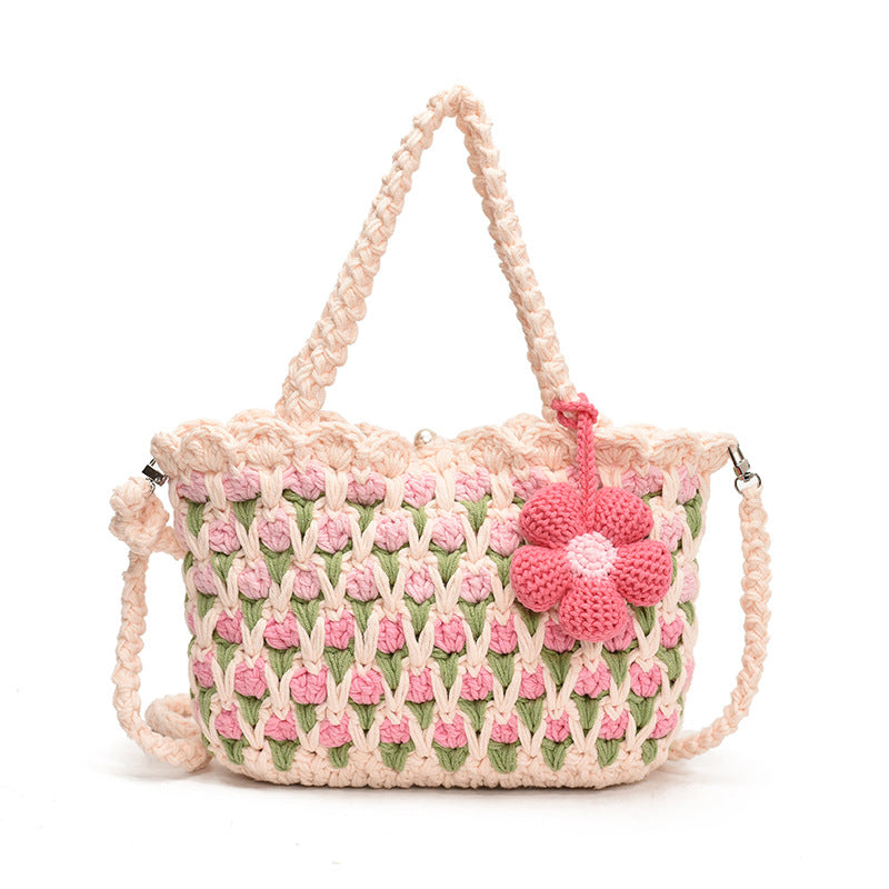 Fresh Tulip Phone 2026 New Yarn Crochet Soft Sunflower Crossbody Bag