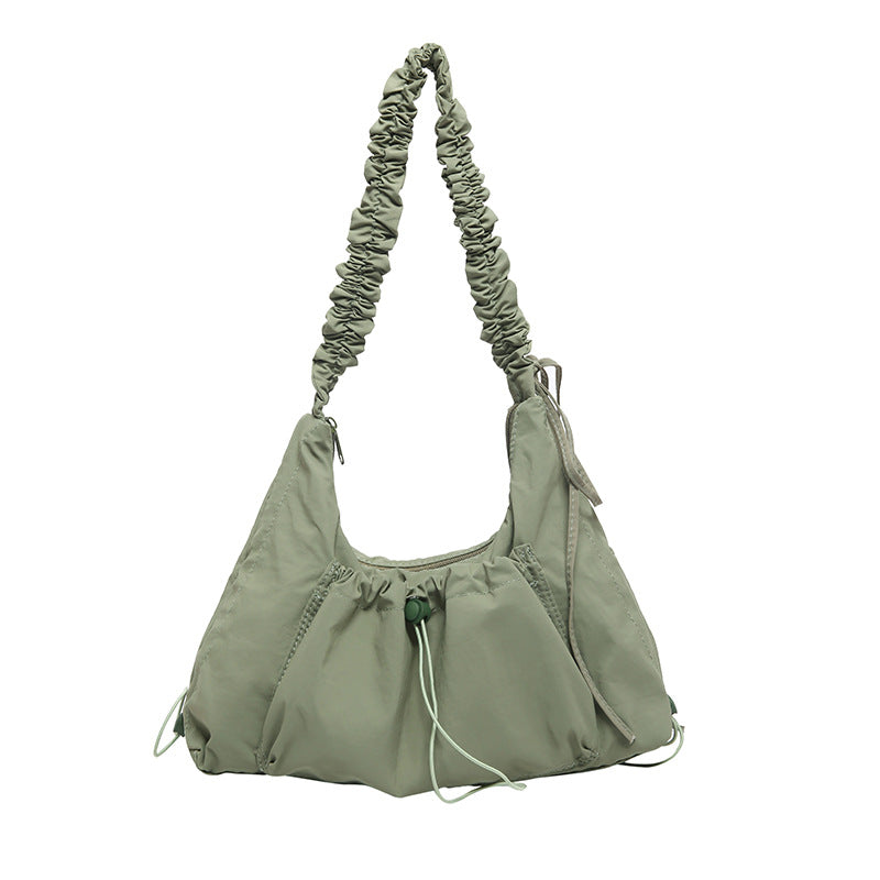 Women Nylon Drawstring Pleated Cloud Bag, Casual Versatile Crossbody Shoulder Bag