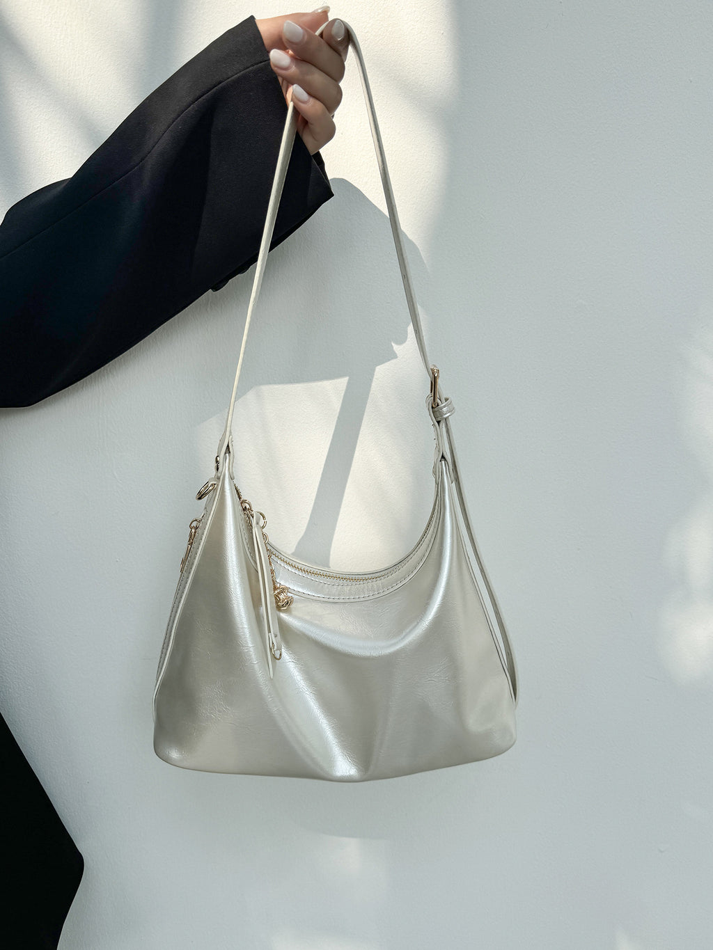 Vintage Soft PU Crescent Shoulder Bag with Adjustable Strap