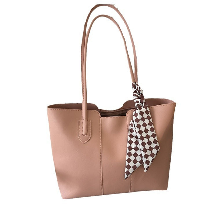 Minimalist PU Leather Tote Bag, Large Everyday Shoulder Handbag