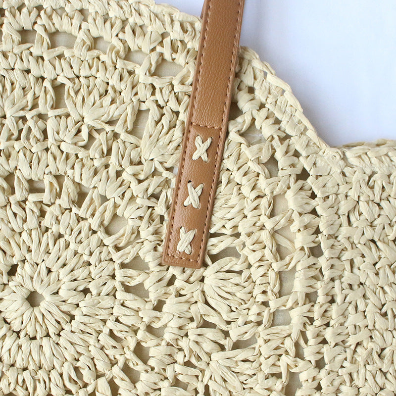 Women Hollow Out Handmade Woven Shoulder Beach Bag