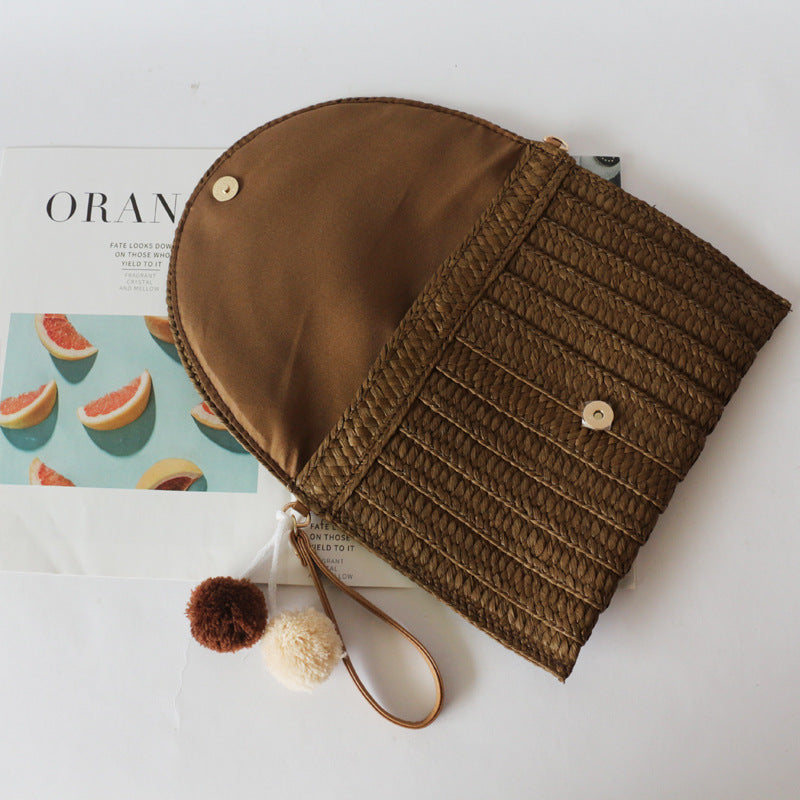 Ball Clutch Straw Woven Beach Bag