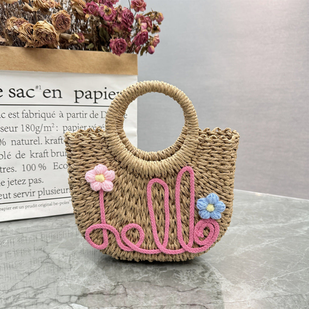 Handwoven Straw Beach Tote Bag