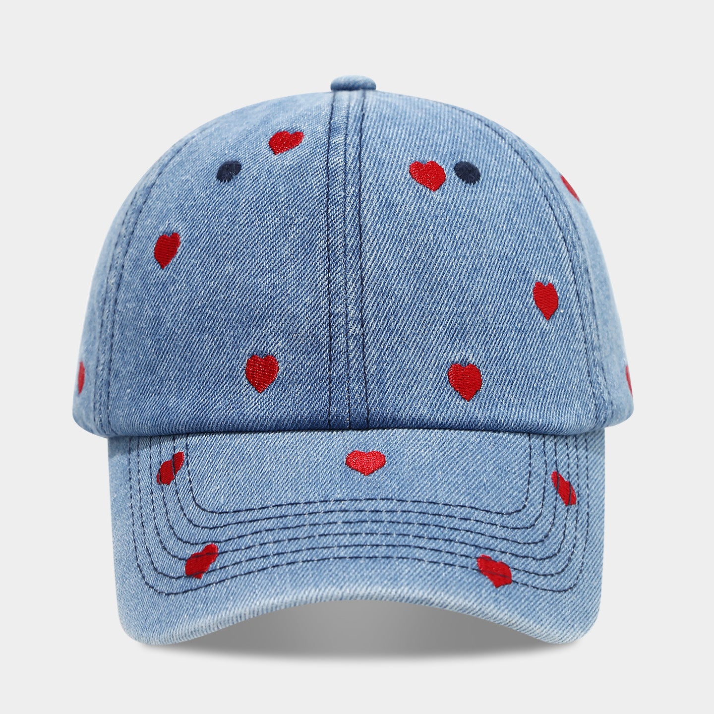 Love Embroidered Denim Baseball Cap