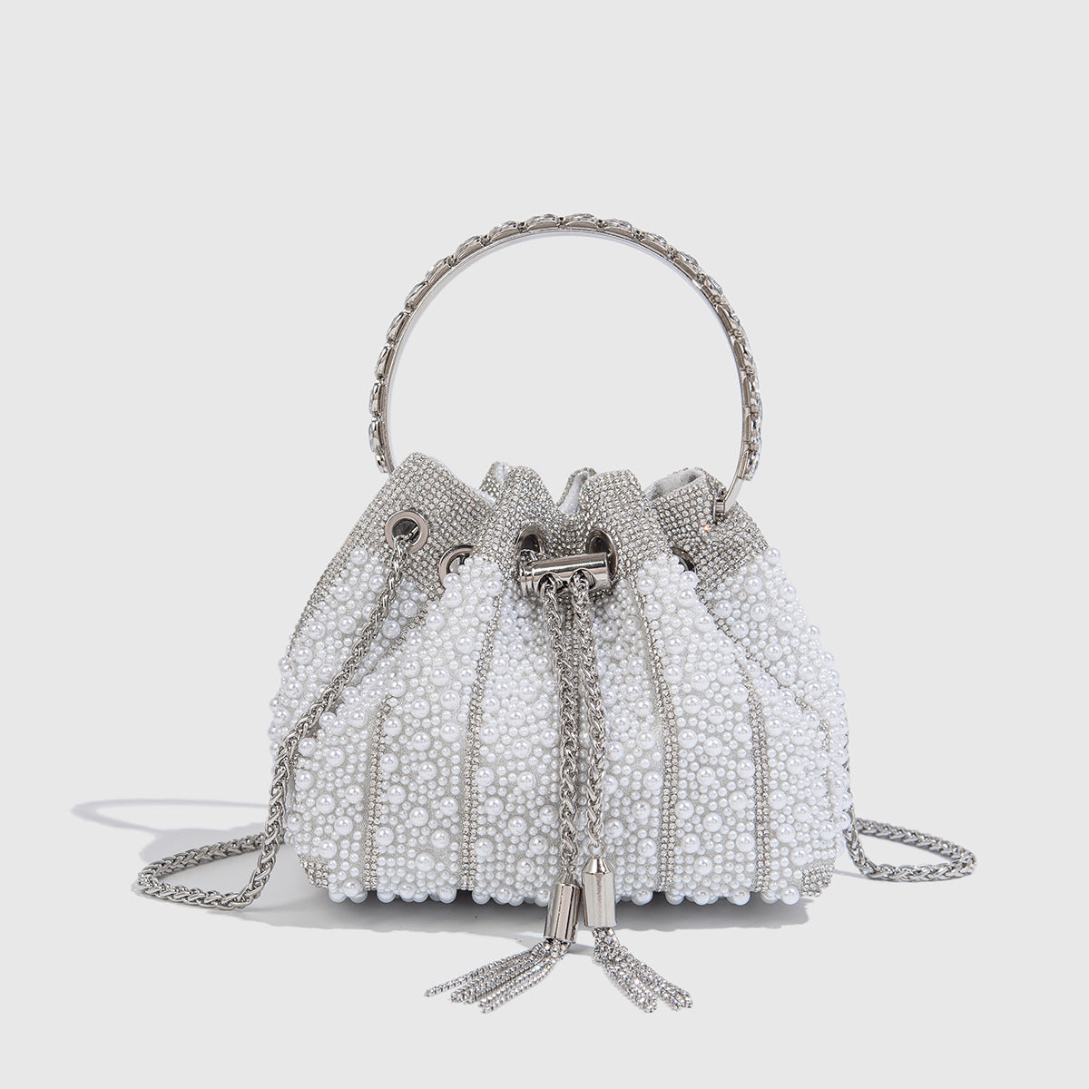 Gradient Full Diamond Tassel Evening Bag
