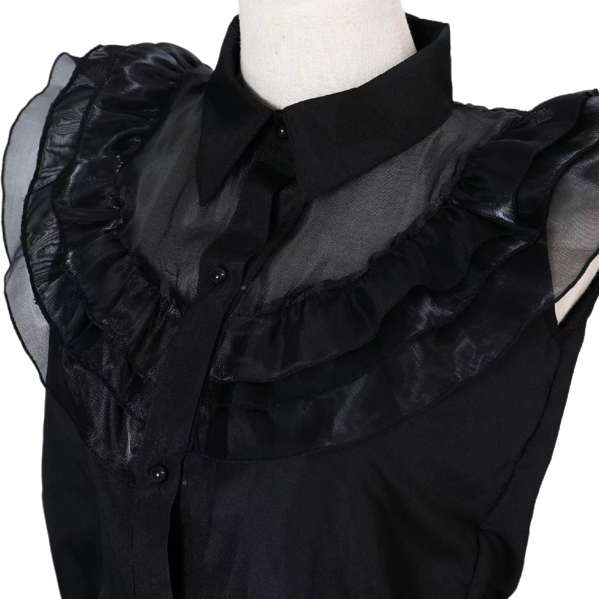 Women’s and Girls’Halloween Gothic Black Layered Tulle Maxi Skirt with Belt