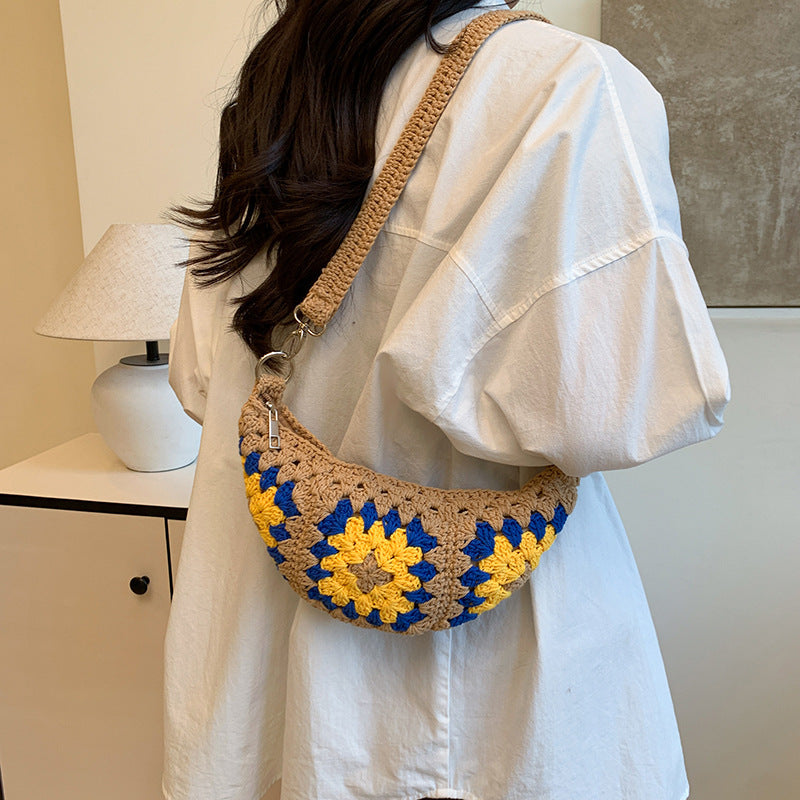 Crochet Sunflower Crossbody Bag