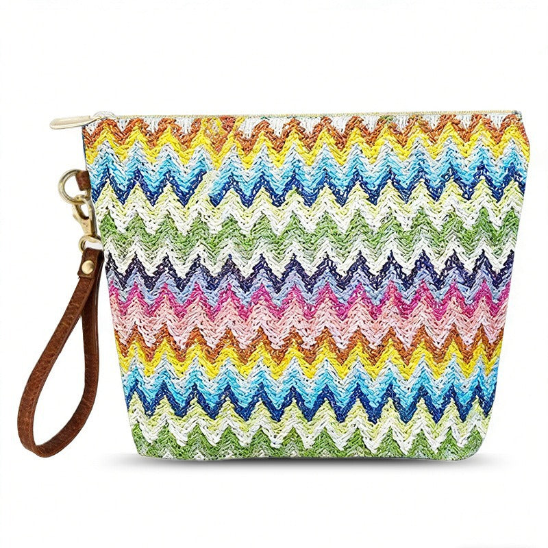 Women's Straw Woven Lipstick Coin Beach Bag