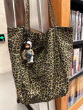 Women Leopard Print Canvas Tote Bag