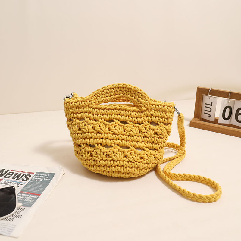 Crossbody Cotton Woven New Cute Handheld Hollow Straw Beach Bag