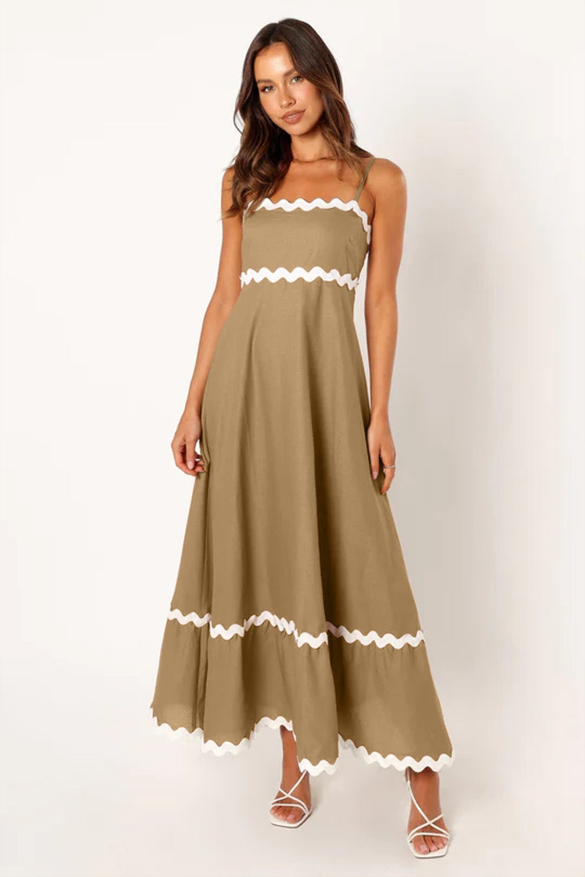Solid Color Lace Stitching Suspender Tube Top Oversized Dress