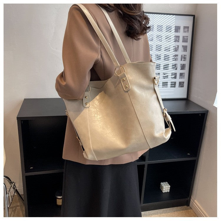 Vintage PU Leather Large Capacity Shoulder Handbag Tote Bag