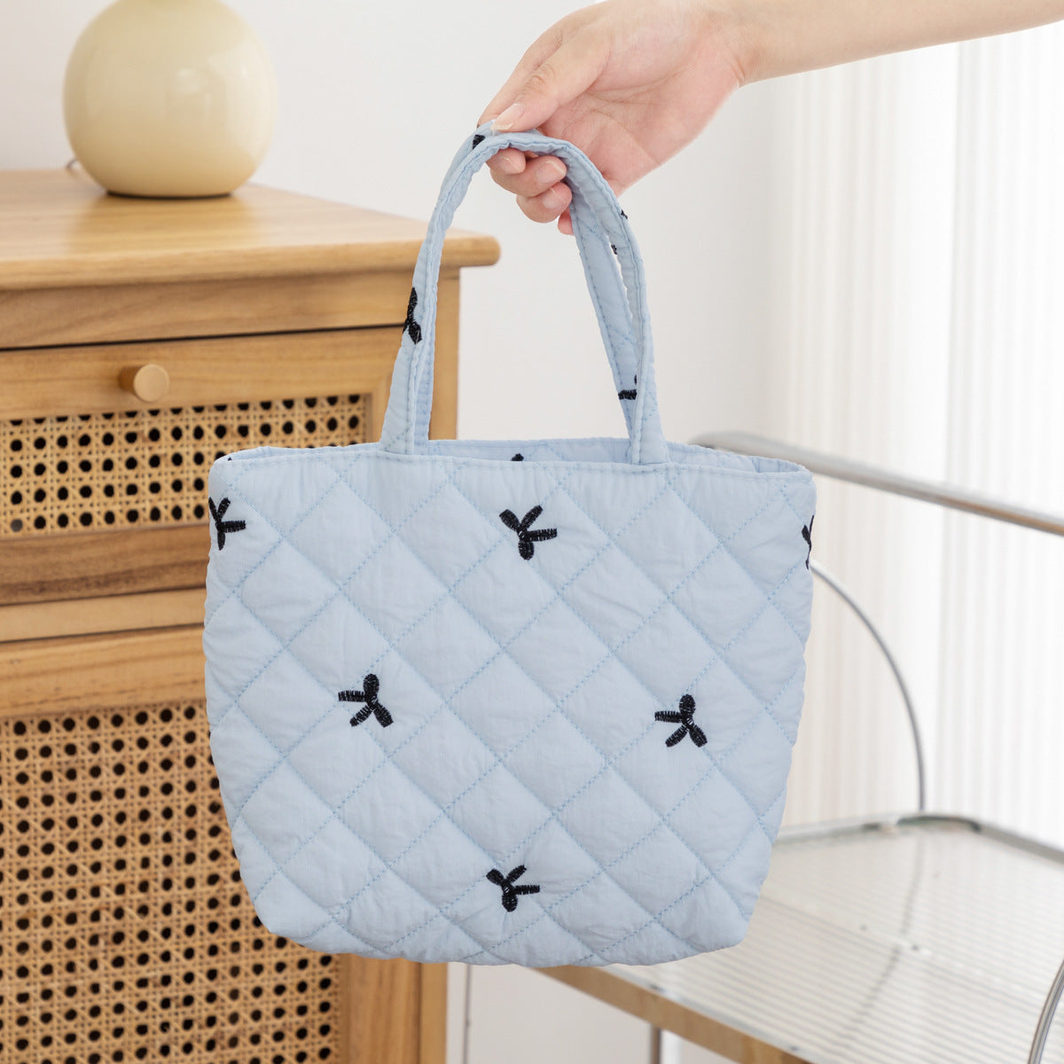 Portable Women's Floral Quilted Large Capacity Cosmetic Toiletry Bag