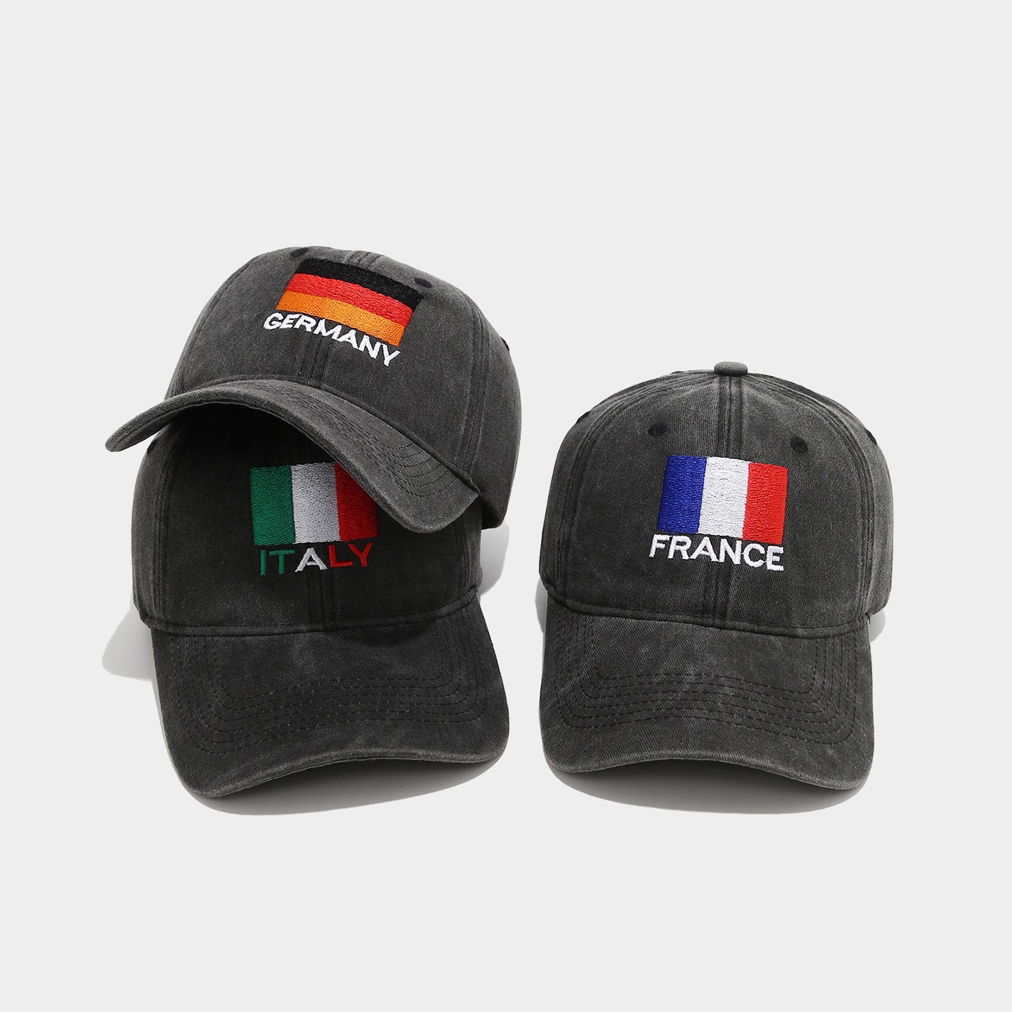 World Cup Flag Embroidered Black Baseball Cap