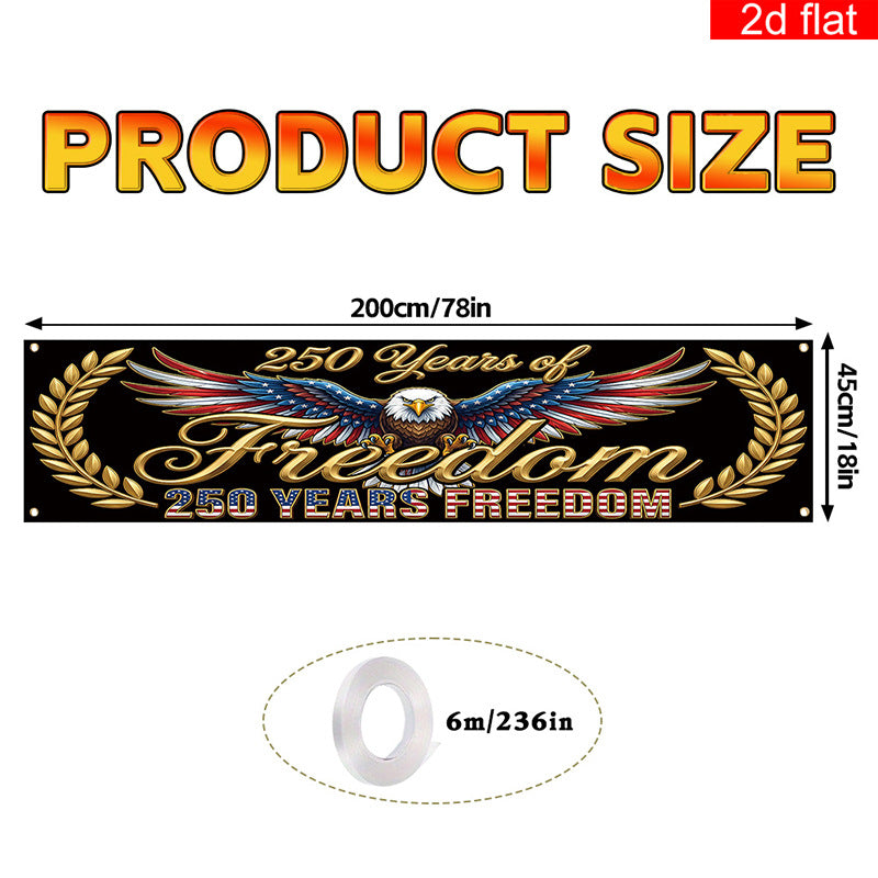 Independence Day 250th Anniversary Hanging Flag Banner