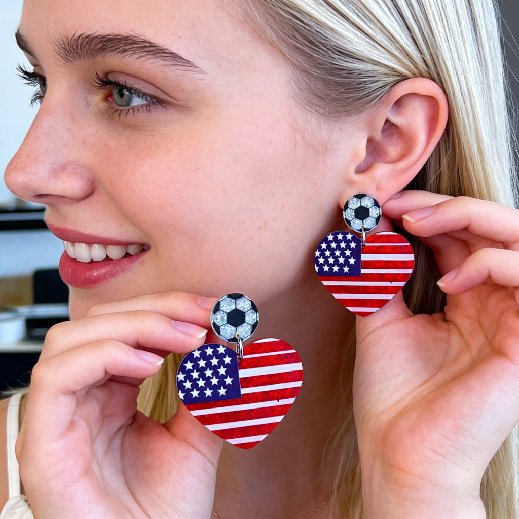 World Cup USA Flag Acrylic Independence Day Earrings