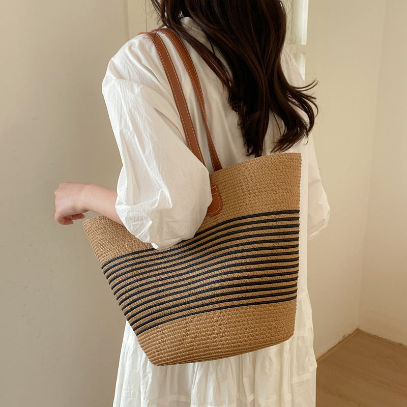 Women Straw Large New Unique Beach Woven Commute Tote Bag