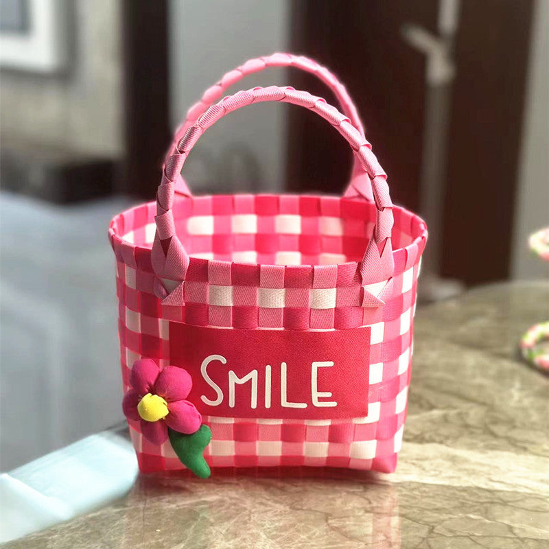 Plastic Woven Small Square Handbag Souvenir Bag