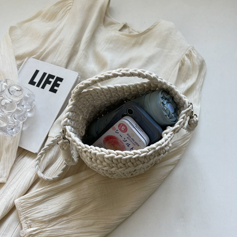 Women 2026 New Handmade Woven Bucket Crossbody Beach Bag