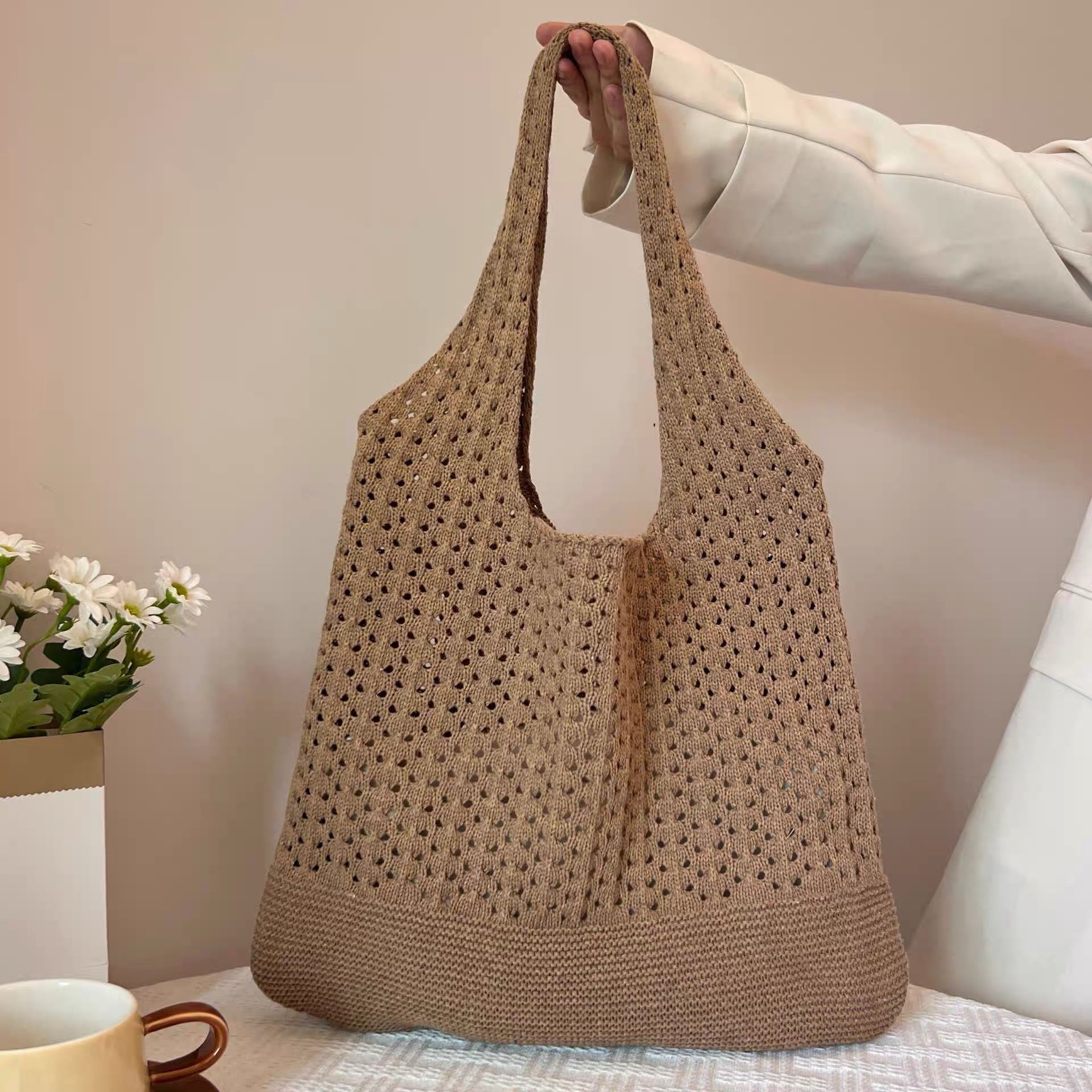Women Yarn 2026 New Hand Knit Underarm Unique Shoulder Commute Tote Bag
