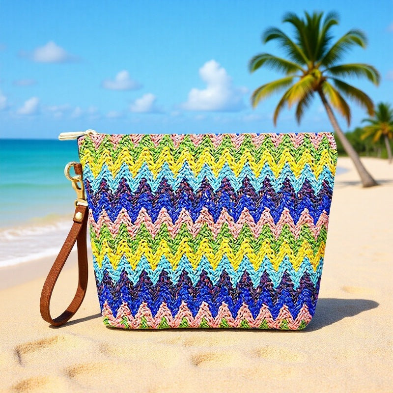 Women's Straw Woven Lipstick Coin Beach Bag