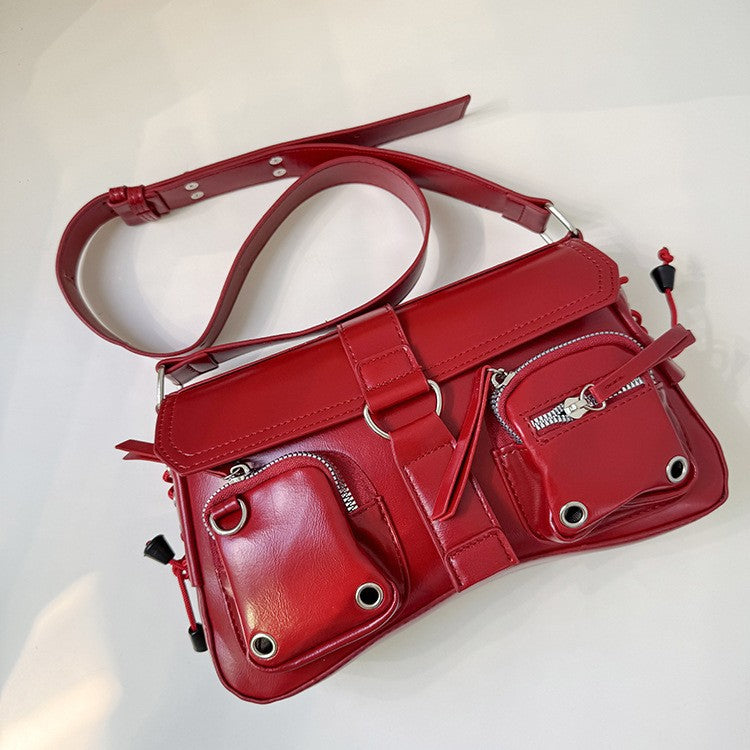 Retro Multi-Pocket Buckle Shoulder Bag