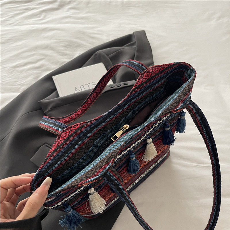 Women Ethnic Shoulder 2026 New Large Casual Tote Handbag