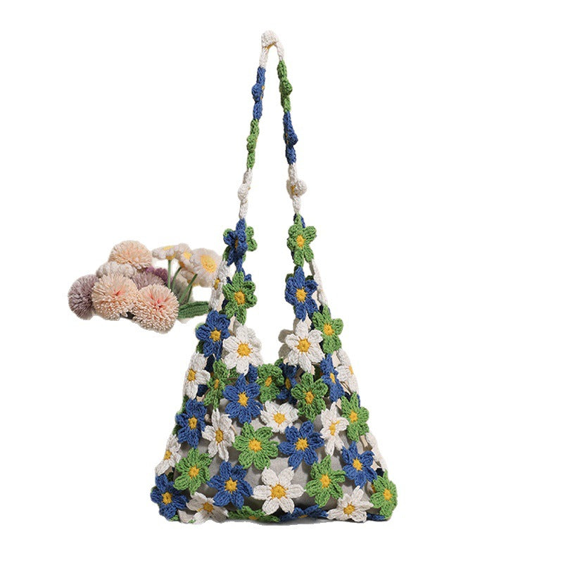 Large Capacity Flower Straw Hollow Woven Beach Bag