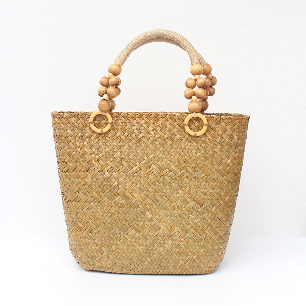 Large Capacity Seagrass Woven Commuter Tote Bag
