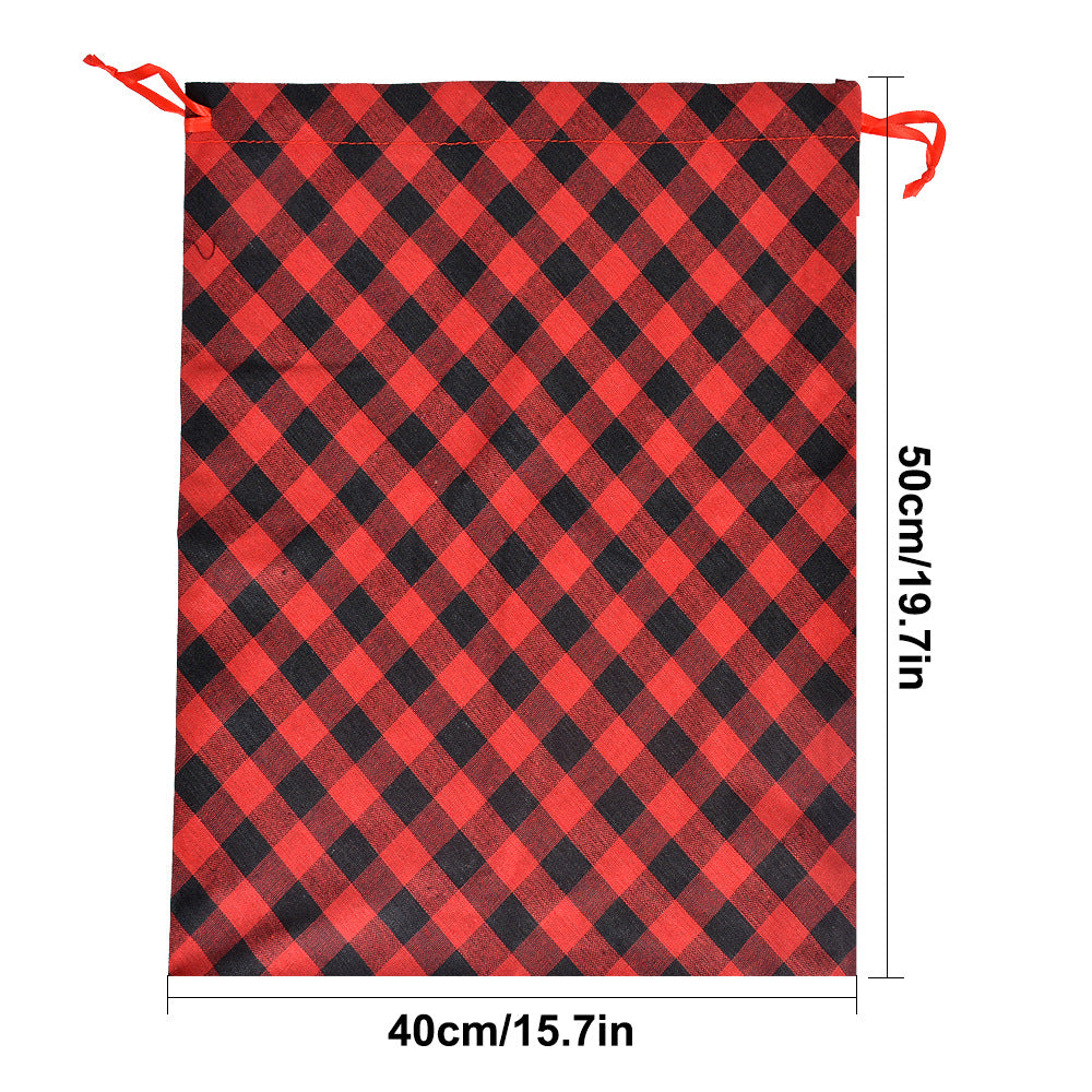 Red Buffalo Plaid Christmas Drawstring Gift Bags