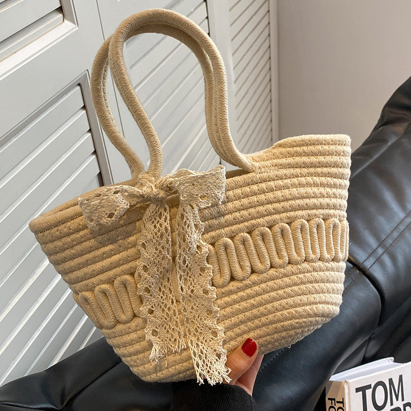Women Handmade Straw 2026 New Fashion Rattan Beach Tote Bag