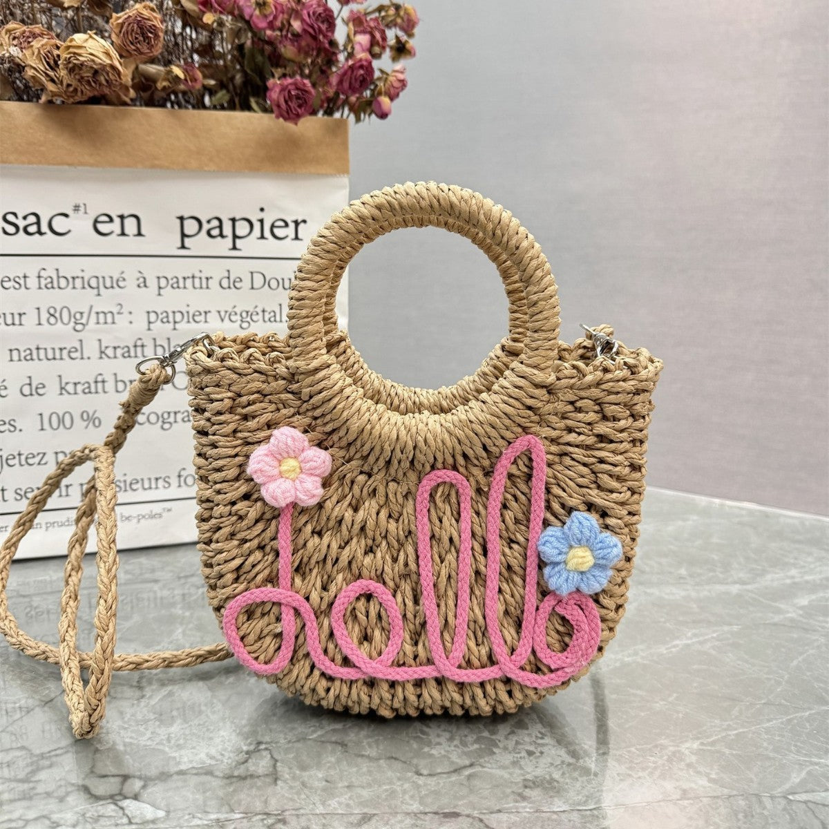 Handwoven Straw Beach Tote Bag