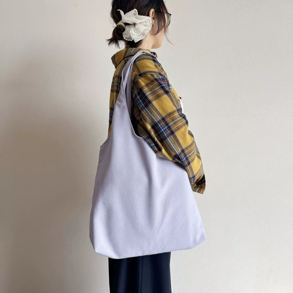 Solid Color Canvas Wide Strap Tote Bag