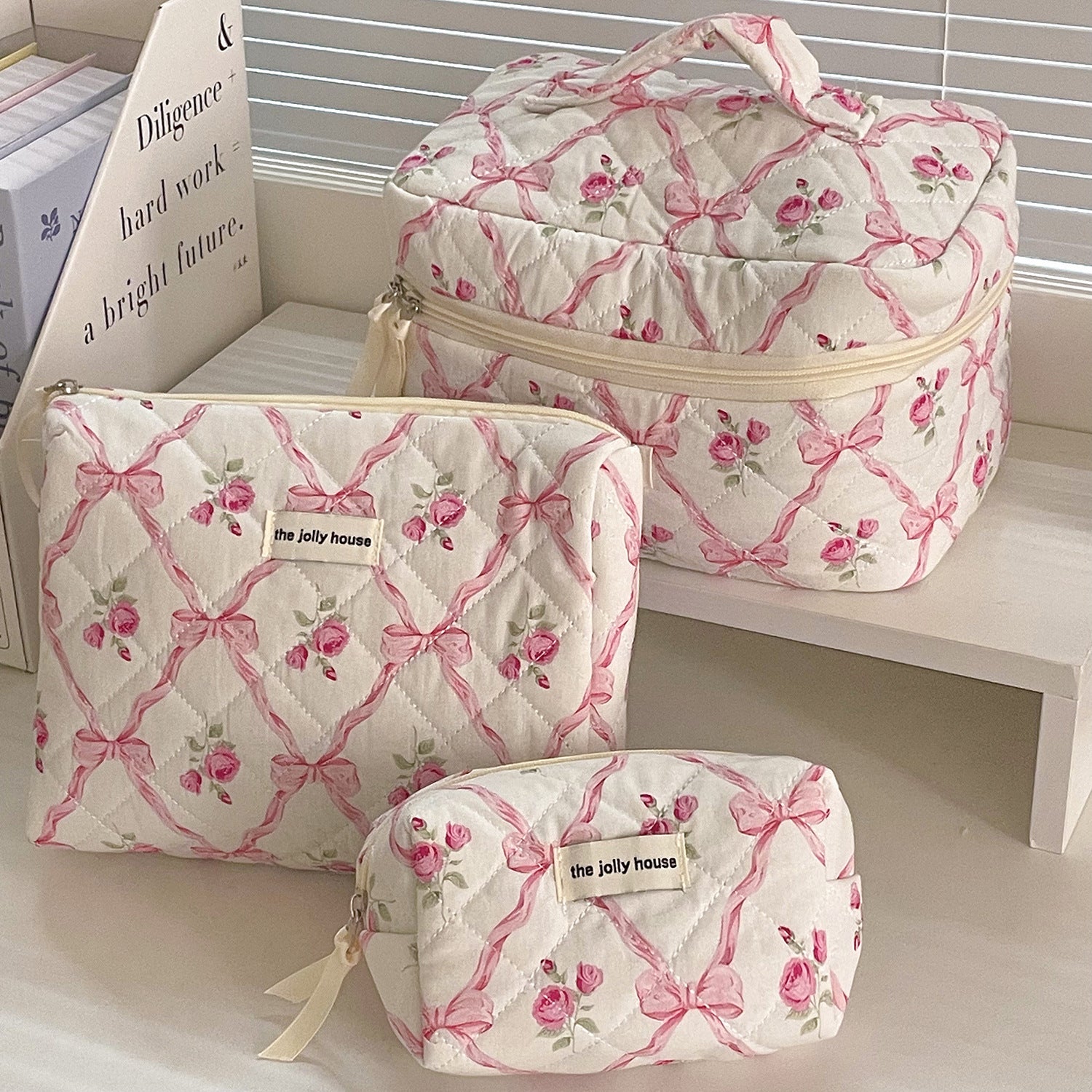 Multi-Pattern Palace Quilted Cosmetic Clutch and Octagonal Set