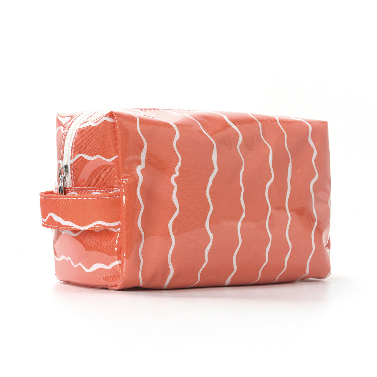 Glossy Waterproof PVC Wave Pattern Cosmetic Travel Bag