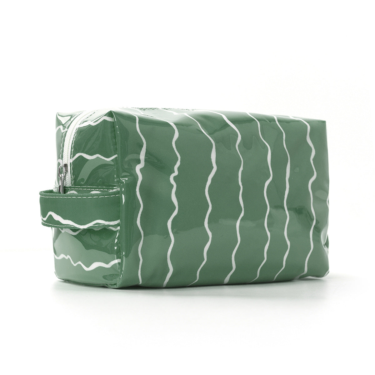Glossy Waterproof PVC Wave Pattern Cosmetic Travel Bag