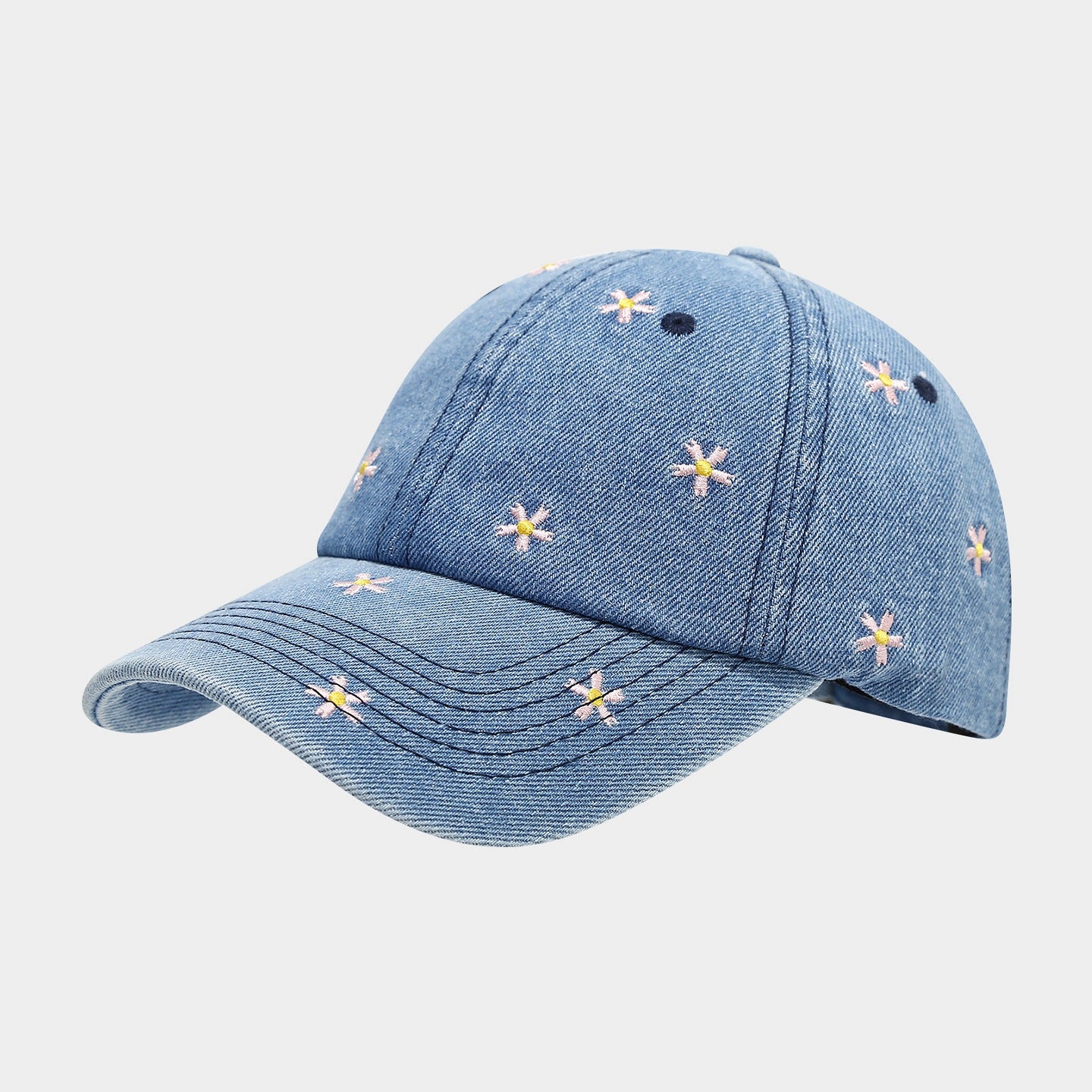 Love Embroidered Denim Baseball Cap