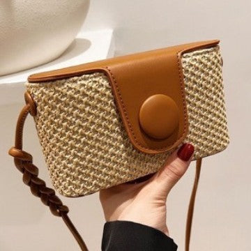 Women Island Woven Box Straw 2026 New Stylish Shoulder Crossbody Bag