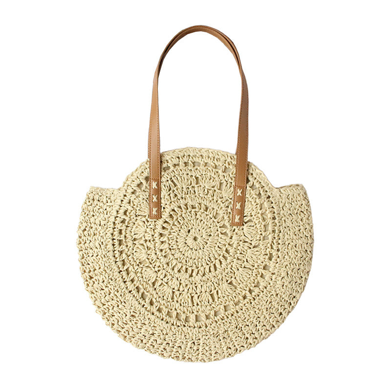 Straw Woven Bag New Women'S Bag Handwoven Bag Shoulder Bag Hollow Versatile Fashion Simple Seaside Beach Vacation