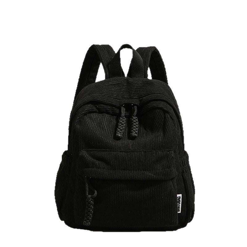 Simple Solid Color Backpack Women'S 2025 New Fashion Elementary School Junior High School Student School Bag Large Capacity Corduroy Backpack