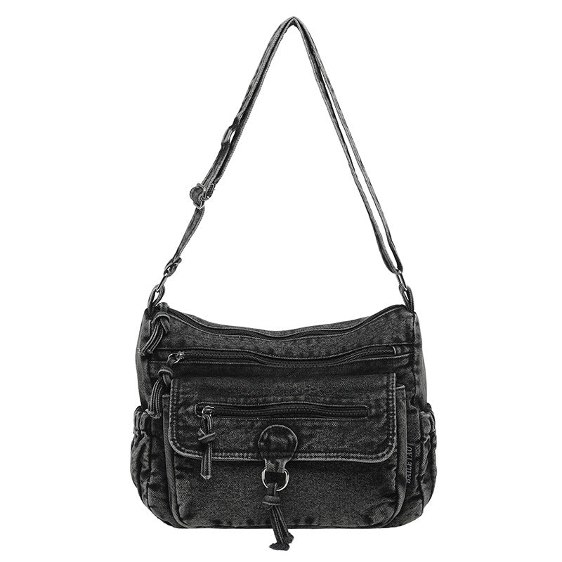 2026 Large Capacity Denim Commuter Crossbody Shoulder Bag