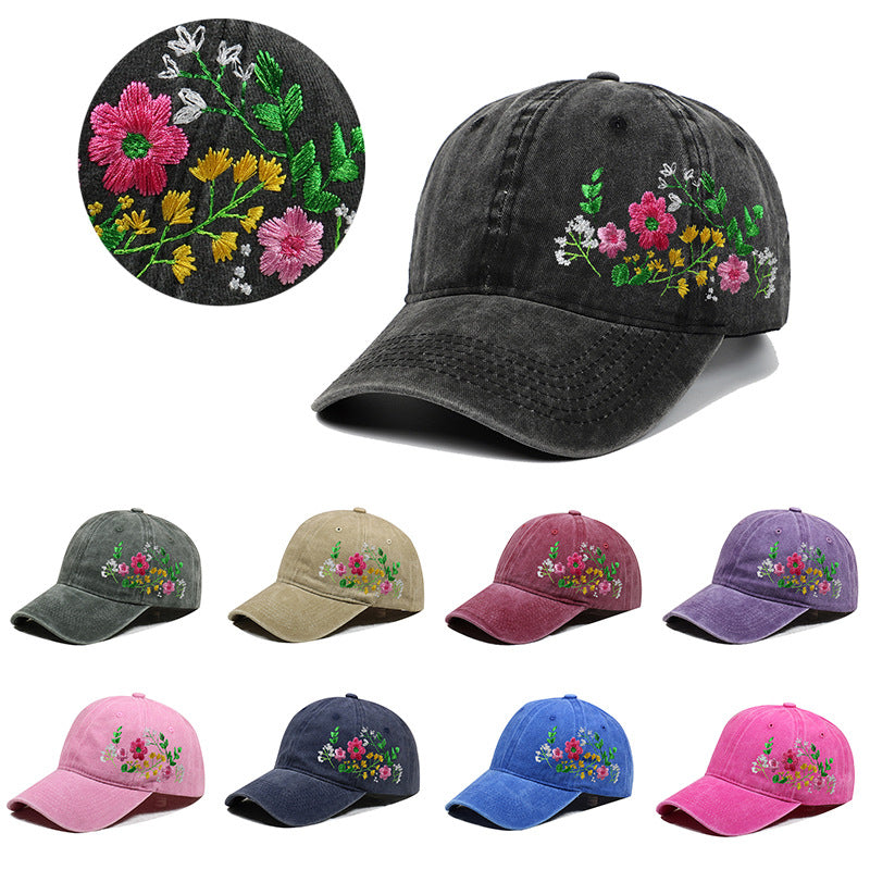 Women's Embroidered DIY Soft Top Sun Hat