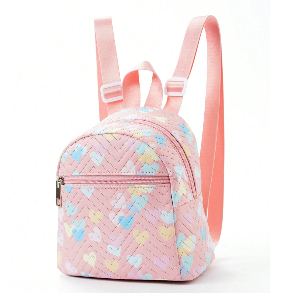 Rainbow Multicolor Pu Quilted Mini Backpack